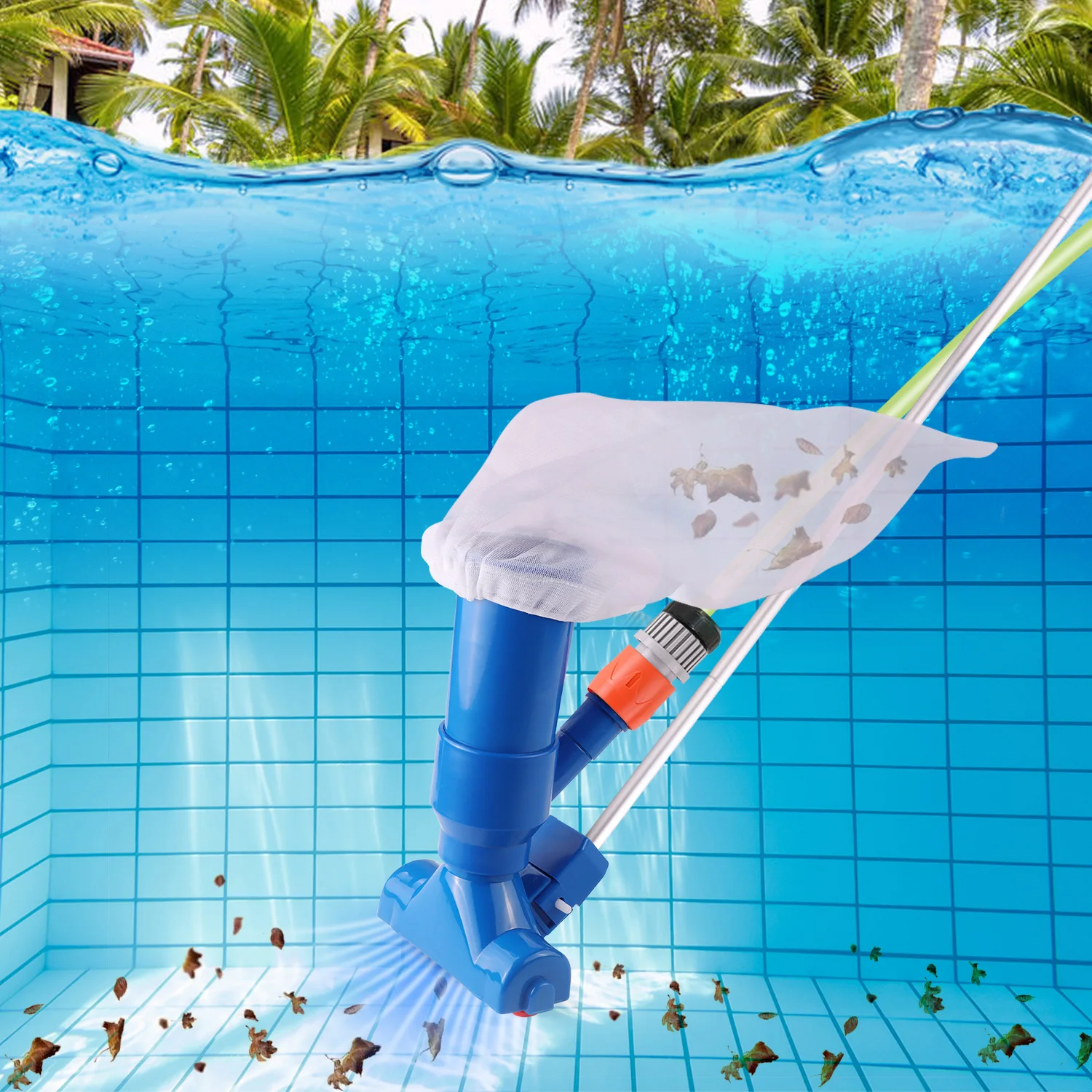 Portable Pool Vacuum Cleaner for Swimming Pool Cleaning Accessories with 5 Section Pole Ground Swimmer Realms Spas Ponds intex