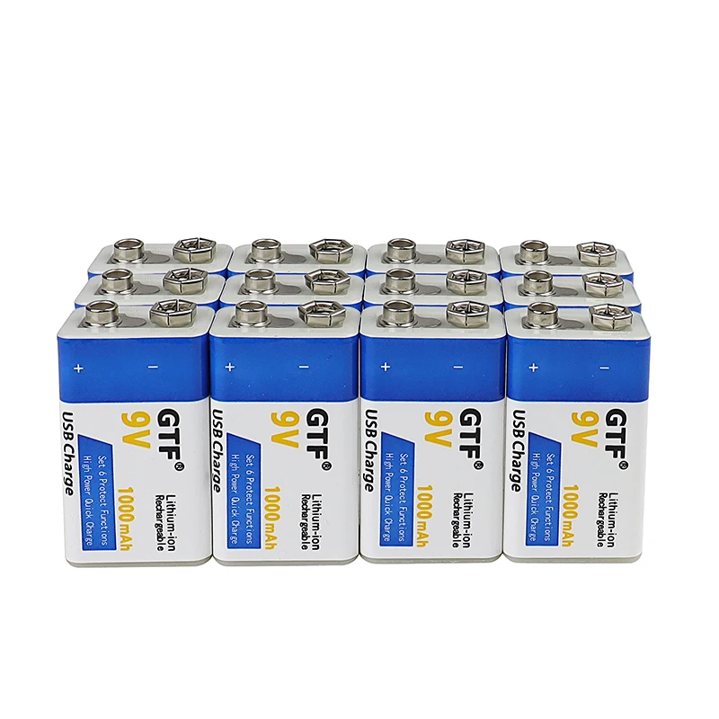 GTF جديد 9 فولت 1000 مللي أمبير USB تهمة بطارية ليثيوم أيون بطارية قابلة للشحن Type-C USB ل متعدد ميكروفون لعبة التحكم عن بعد KTV