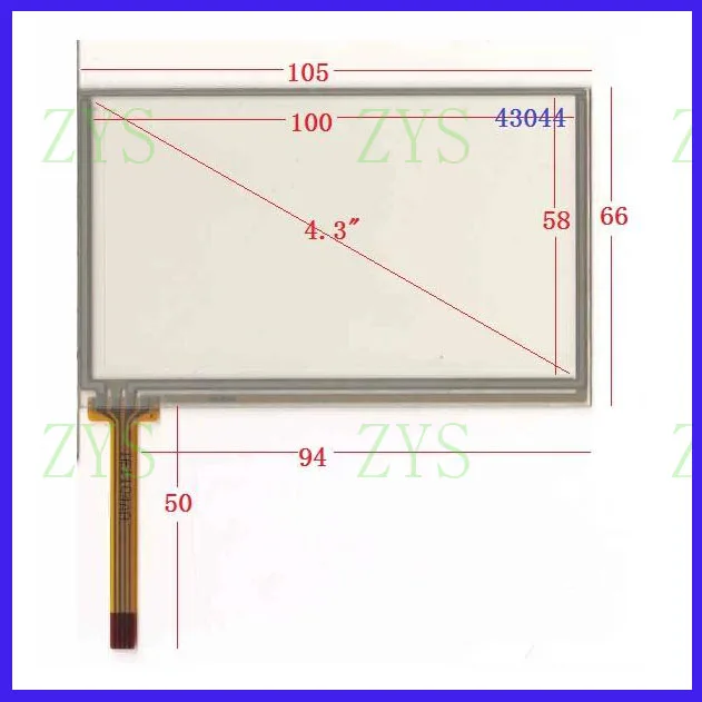 

043044 4.3inch 4 lins Resistance Touch Screen Glass 105*65 Touchsensor Digitizer GLASS Industrial Control 105*65mm