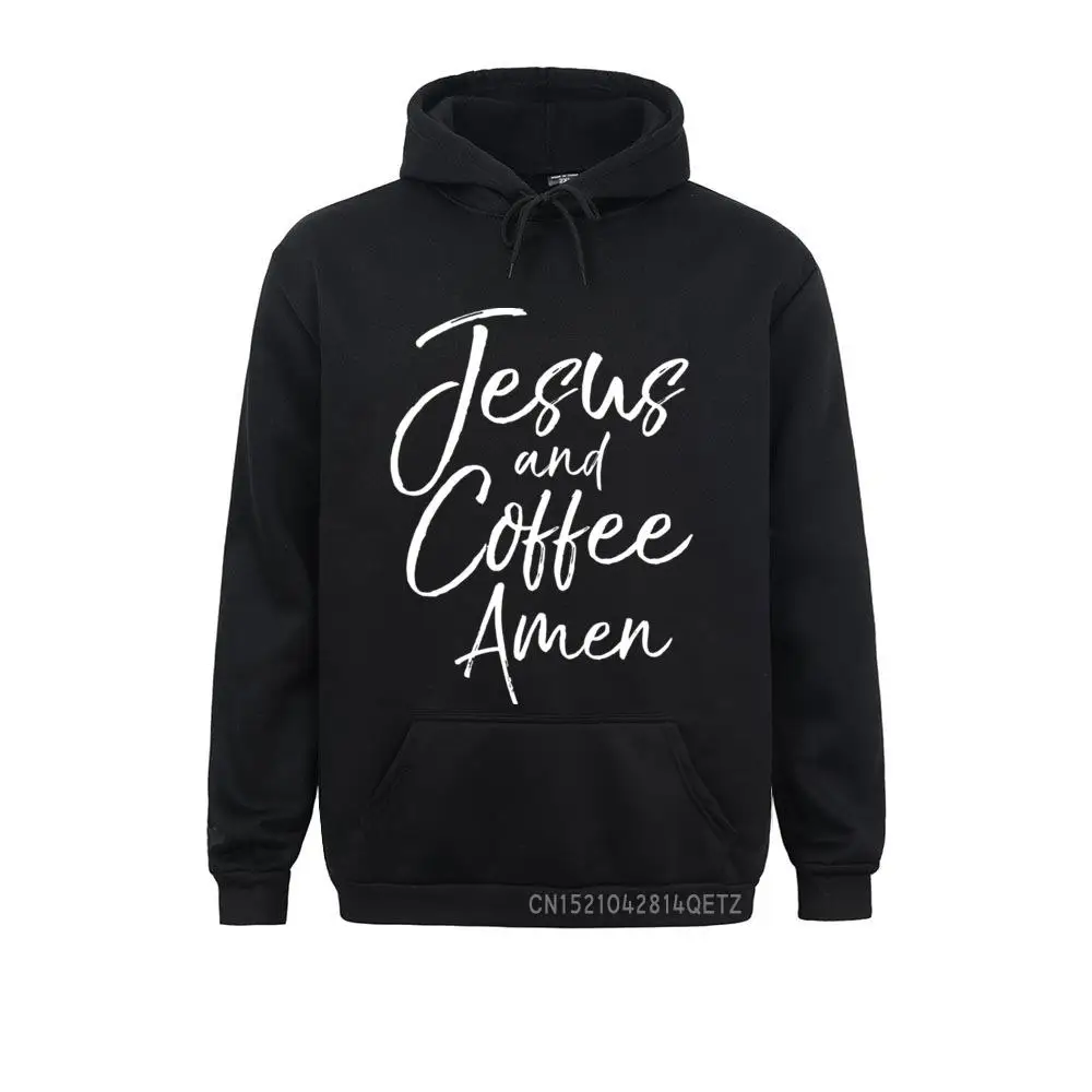 

2021 New Cute Christian Worship Gift Men Jesus And Coffee Amen Pullover Hoodie Group Sweatshirts Men Hoodies Long Sleeve Cozy