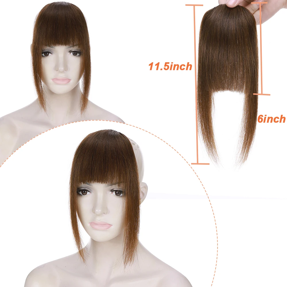 Sego 14g French Neat Bangs With Temples 100% Real Human Hair Fringe Bangs Swept Natural Look Hair Piece