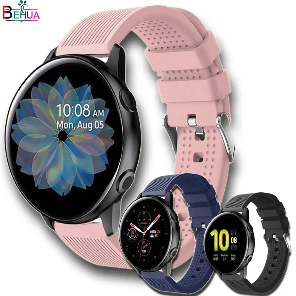 

20mm sport silicone watchband For Samsung Galaxy watch active 2 40mm 44mm smart watchstrap Replacement wristband for Amazfit GTS