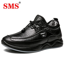 SMS Men Shoes Casual Leather Waterproof Snow Boots Dad Shoes Winter Warm Shoes Sneakers Hommes Chaussures Boots Soft Shoes