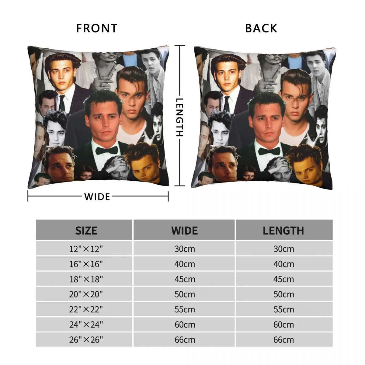 Johnny Depp Collage Square Pillowcase Polyester Linen Velvet Zip Decor Throw Pillow Case Sofa Seater Cushion Cover 18