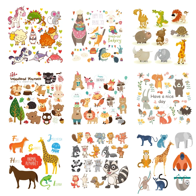 iron on transfer for clothing thermoadhesive patches stickers diy animal textile vinyl Stripes thermotransfer for baby clothes E