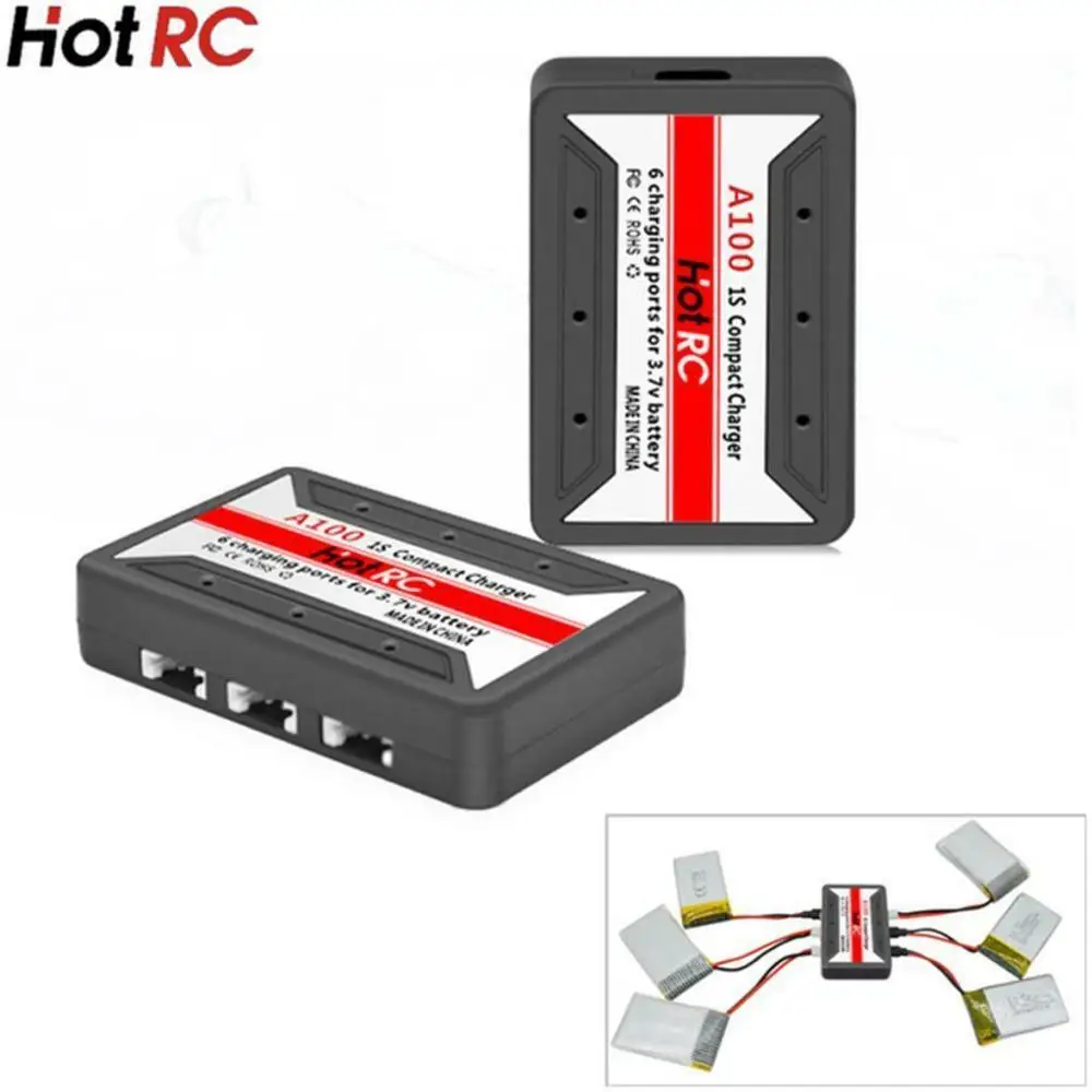 Orginal HotRc A100 X6 6 in 1 3.7V Lipo Battery Adapter 3.7v battery Charger USB for Syma X5 X5C H8 Hubsan H107