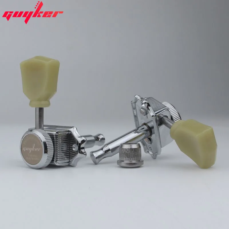 1 Set GUYKER 3R3L Locking String Vintage Deluxe Electric Guitar Machine Heads Tuners Nickel /Chrome Tuning Pegs