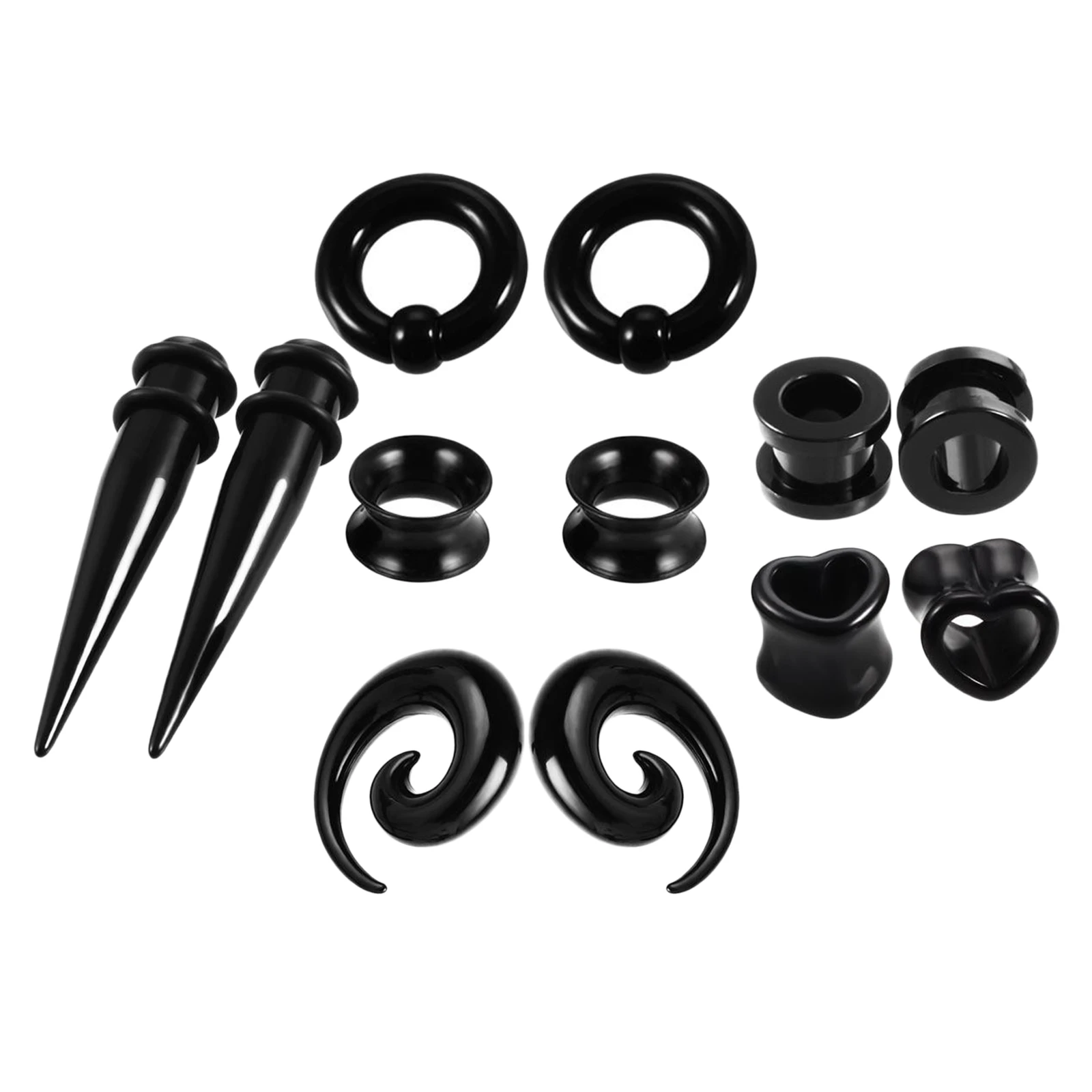 12 Pieces Ear Stretching Kit Set 6mm/8mm/10mm Tapers and Plugs Tunnels Body