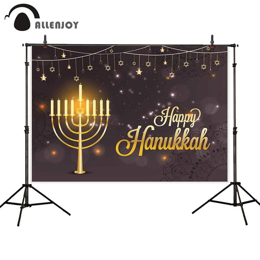 Allenjoy photophone backdrops Happy Hanukkah Candles new year glitter bokeh Stars Halo Party backgrounds photobooth photocall