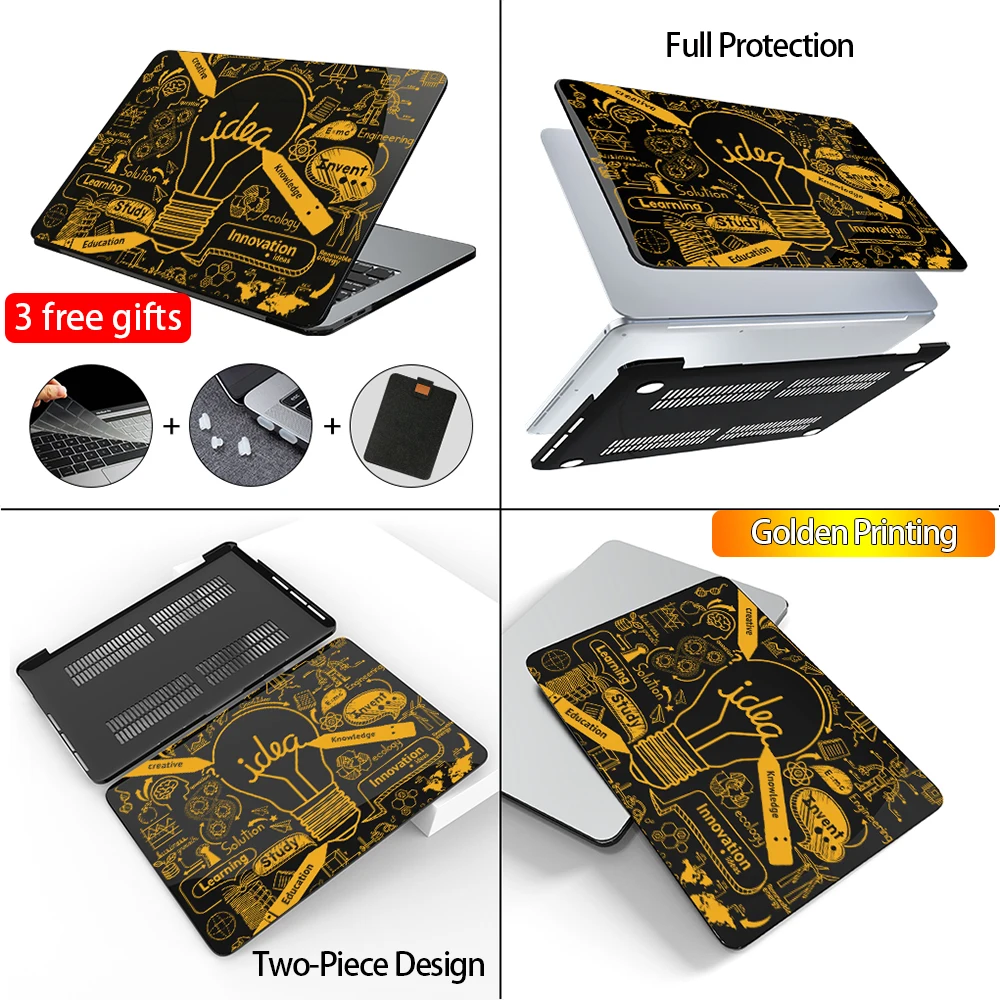 Imagem -03 - Mtt Laptop Hard Shell Case para Macbook Air 13 m1 13.6 m2 Gold Laser Print Capa Dura para Macbook Pro 13 14 16 A2338 A2442 A2485