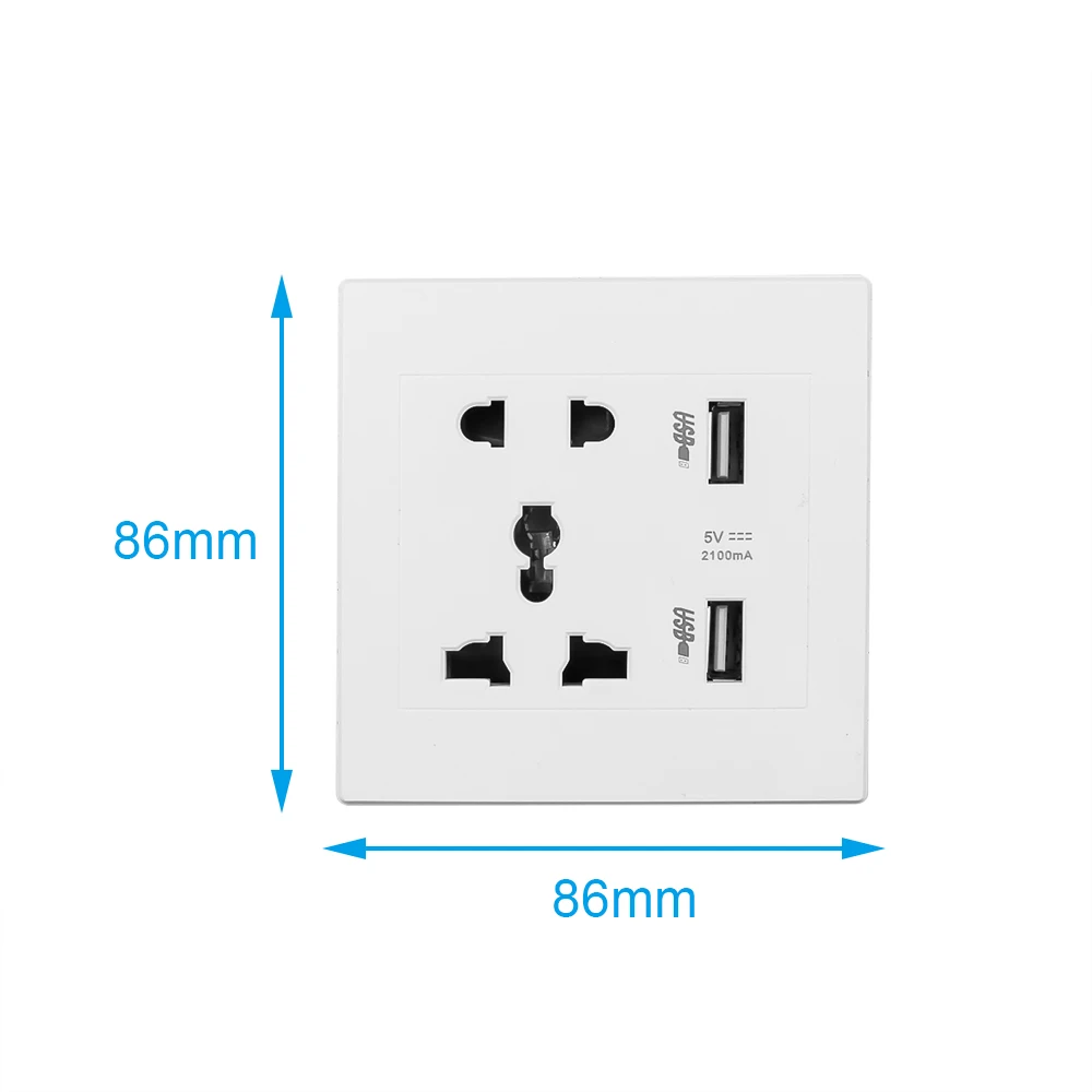 Socket Dual 2.1A 5V USB Electric Wall Charger Adapter 110v 220v Dock Station Socket Power Outlet Panel Plate Phone Charger