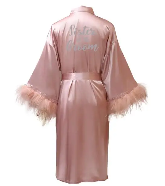 dark pink robe silver letter kimono personalised satin pajamas wedding robe bridesmaid sister mother of the bride robes