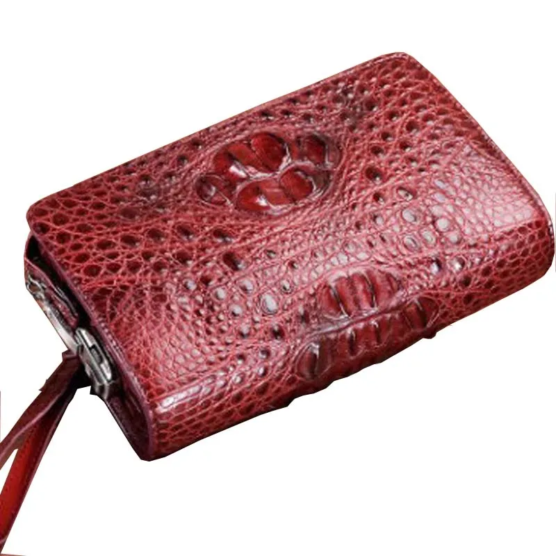 

ourui new selling crocodile Hand bag Combination lock Red wine men clutch bag