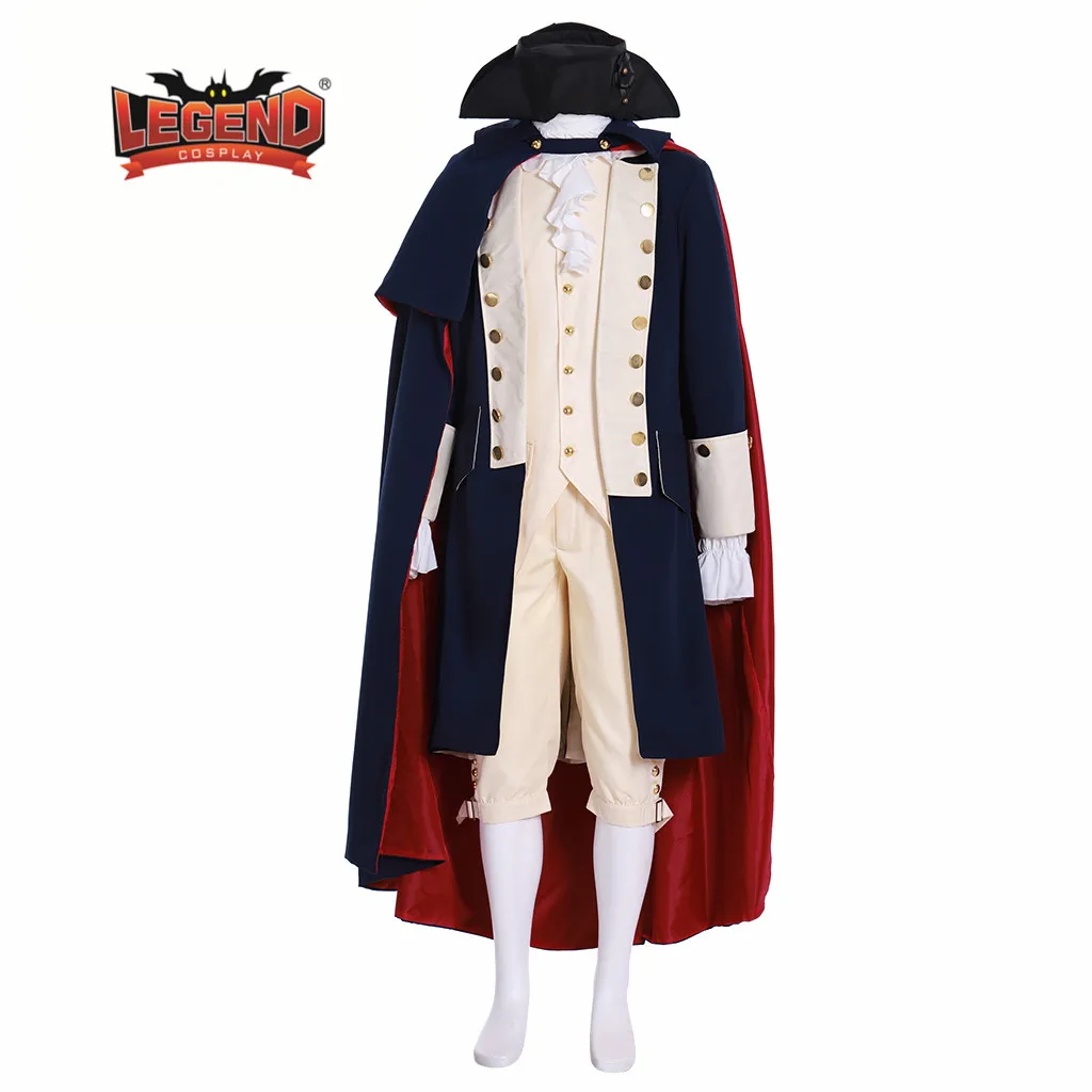 TURN: WASHINGTON\'S SPIES cosplay costume outfit George Washington Colonial blue jacket cosplay Costume outfit with cloak cape