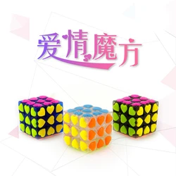 BabeLeMi Stickerless Love Heart 3x3x3 Magic Cube Speed Puzzle Cubes Special Educational Toys For Kids Child