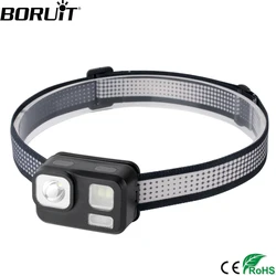 BORUiT Powerful Red LED Mini Headlamp 180LM Powered by AAA Battery Headlight WaterProof Camping Fishing Head Torch Lantern