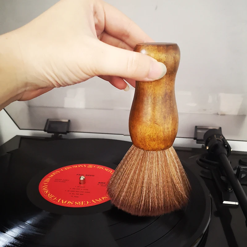 Wooden Anti-static Handle Soft Hair Record Cleaning Brush Stylus Dust Remover for LP Vinyl Record Turntable Player Accessories