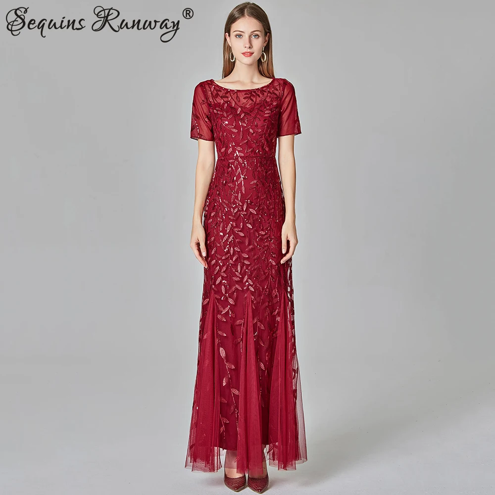 Sexy Vintage Maxi Sequin Cocktail Jurk Bruidsmeisje Prom Jurken Voor Vrouwen Casual Party Lange Mouwen Club Bodycon Jurk Vestidos - afbeelding 1