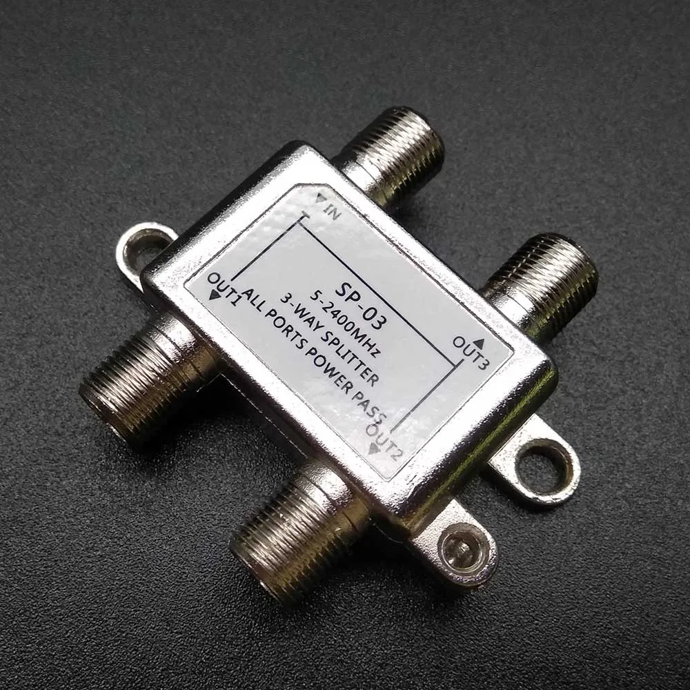 Divisor de 3 vías 1 en 3 salidas TV divisor de satélite 5-2400MHz frecuencia receptor de TV satelital de alto aislamiento SP-03 para SATV/CATV