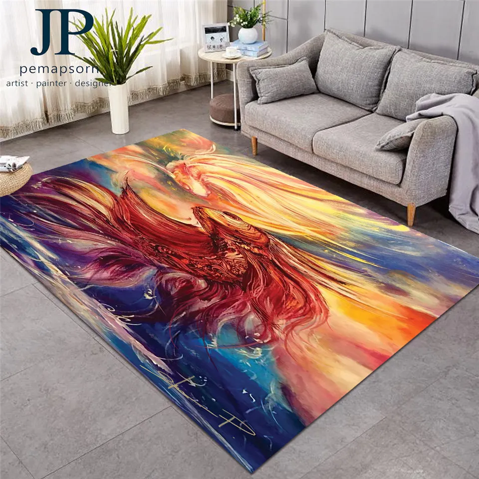 

Fishes by Jp.pemapsorn Large Carpets for Living Room Goldfish Play Mat Koi Area Rug 122x183 Watercolor Art Floor Mat Alfombra