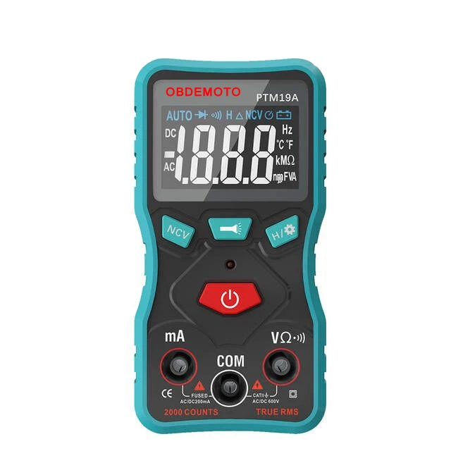 PTM19A Digital Smart Multimeter LCD Display True-RMS Multitester AC DV Voltage Current Resistance Tester