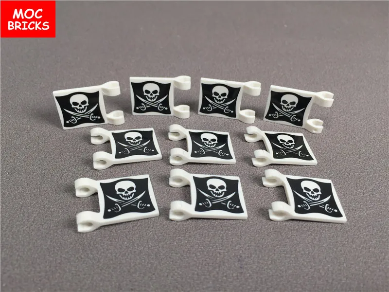 10pcs/lot Flag 2 x 2 Square with Skull and Crossed Cutlasses Pattern fit with 2335pb130 DIY Building Blocks Figure Dolls Toys