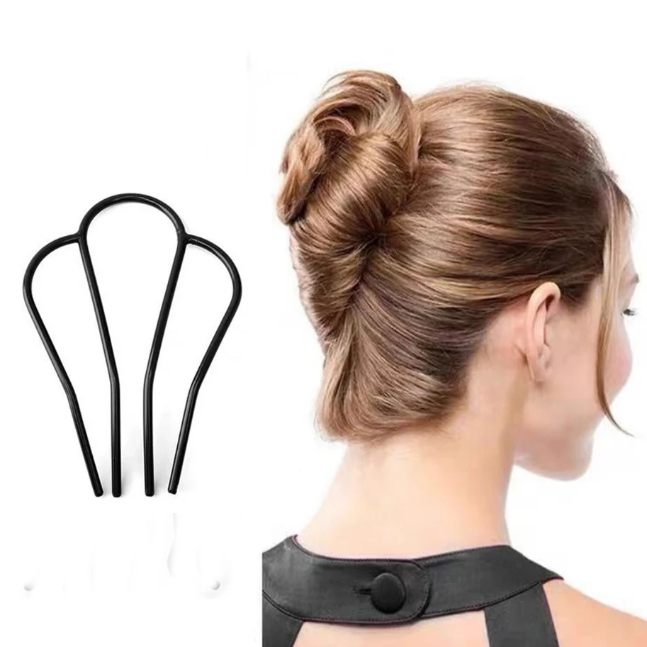 New Metal Hair Sticks Bun Hairpins Simple Gold Color U-Shape Alloy Updo Hair Fork Clips Women Styling Tools Accessories Gifts