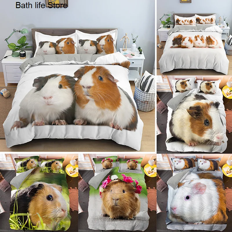 

Guinea Pig Bedding Set Cute Mouse 3D Printed Duvet Cover Animal Comforter For Kids Boys Girls Teens Quilt