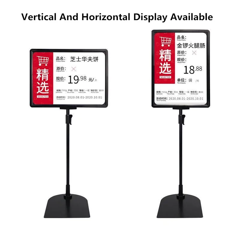 A4 Adjustable Poster Sign Stand 8.5x11in Advertising Business Menu Standing Sign Holder Frame Vertical and Horizontal View Sign