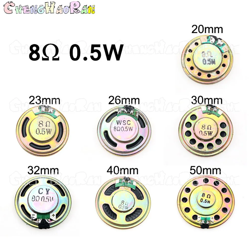 1pcs 8R 0.5W Horn Loud Speaker Buzzer Ringer 10mm 15mm 20mm 23mm 26mm 30mm 32mm 36mm 40mm 50mm 8 ohm 0.5W Small loudspeaker