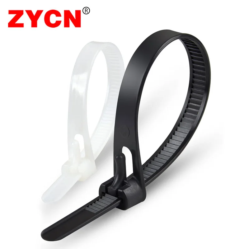 20pcs Plastic Reusable Cable Zip Ties 8*200/250/300/450 Releasable Nylon May Loose Slipknot 8/10 Inch Recycle Detachable Bundle