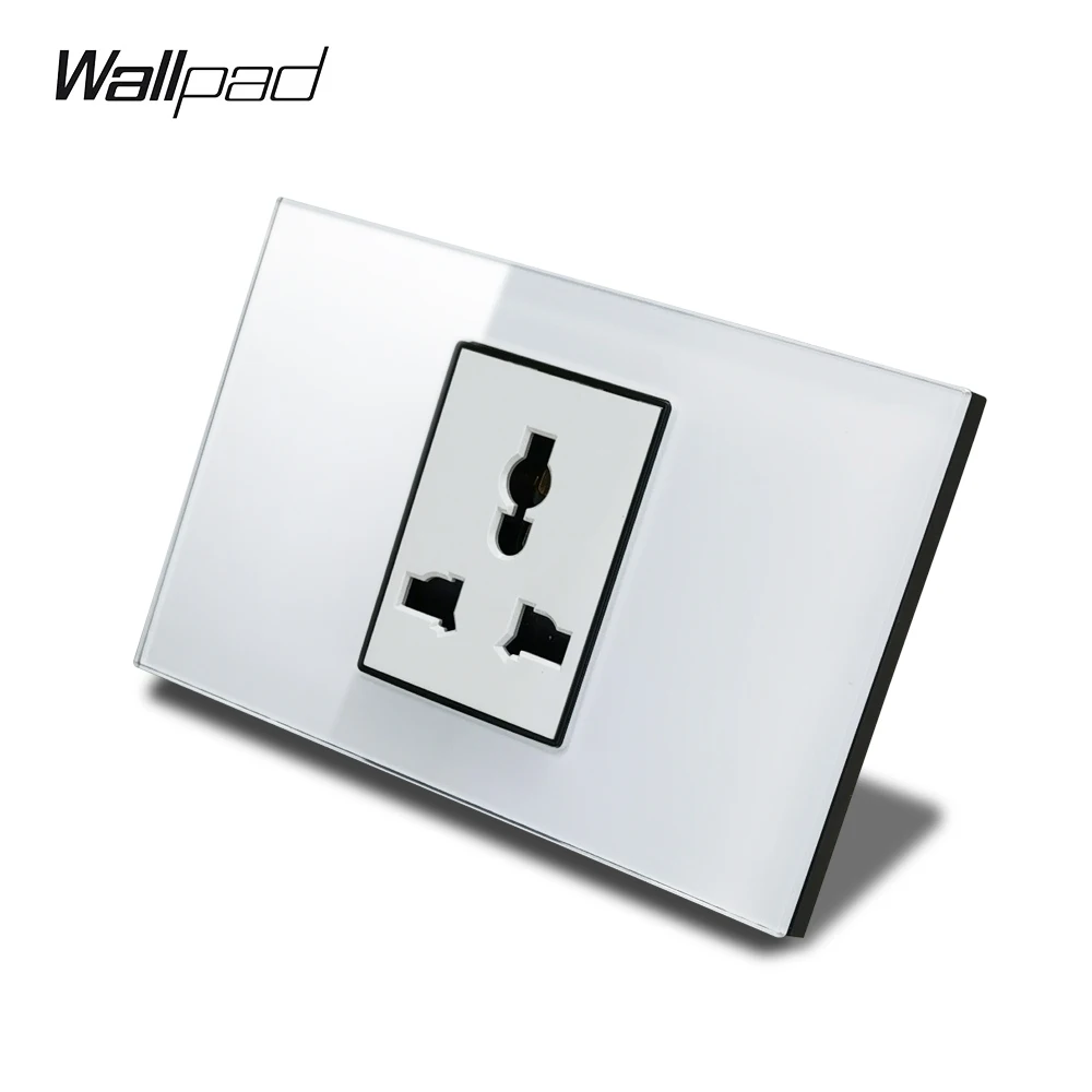 118*75mm Universal Socket Wallpad L3 Tempered White Glass Panel 3 Pin MultiFunction EU AU US China Plug Charger Plates