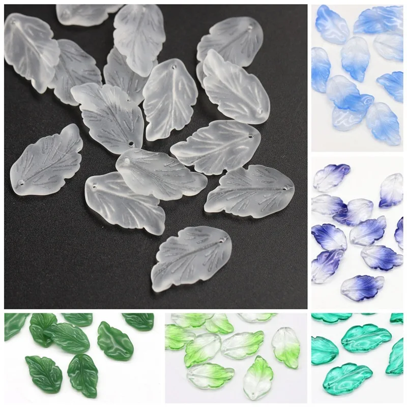 10pcs Leaf Petal Shape 28x17mm Lampwork Glass Loose Pendants Beads for Jewelry Making DIY Handmade Crafts Findings