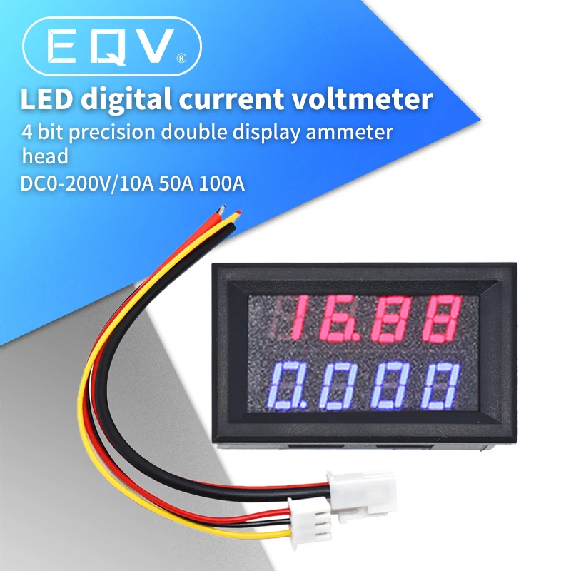 0.28 Inch Digital DC Voltmeter Ammeter 4 Bit 5 Wires DC 200V 10A Voltage Current Meter Power Supply Red Blue Dual Display