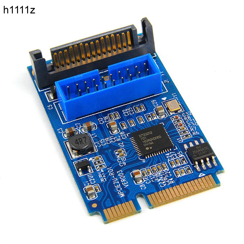 Mini PCIE to USB 3.0 19-pin Expansion Card Riser Adapter SATA Power Mini PCI Express to Dual Ports USB Front Panel Socket Raiser