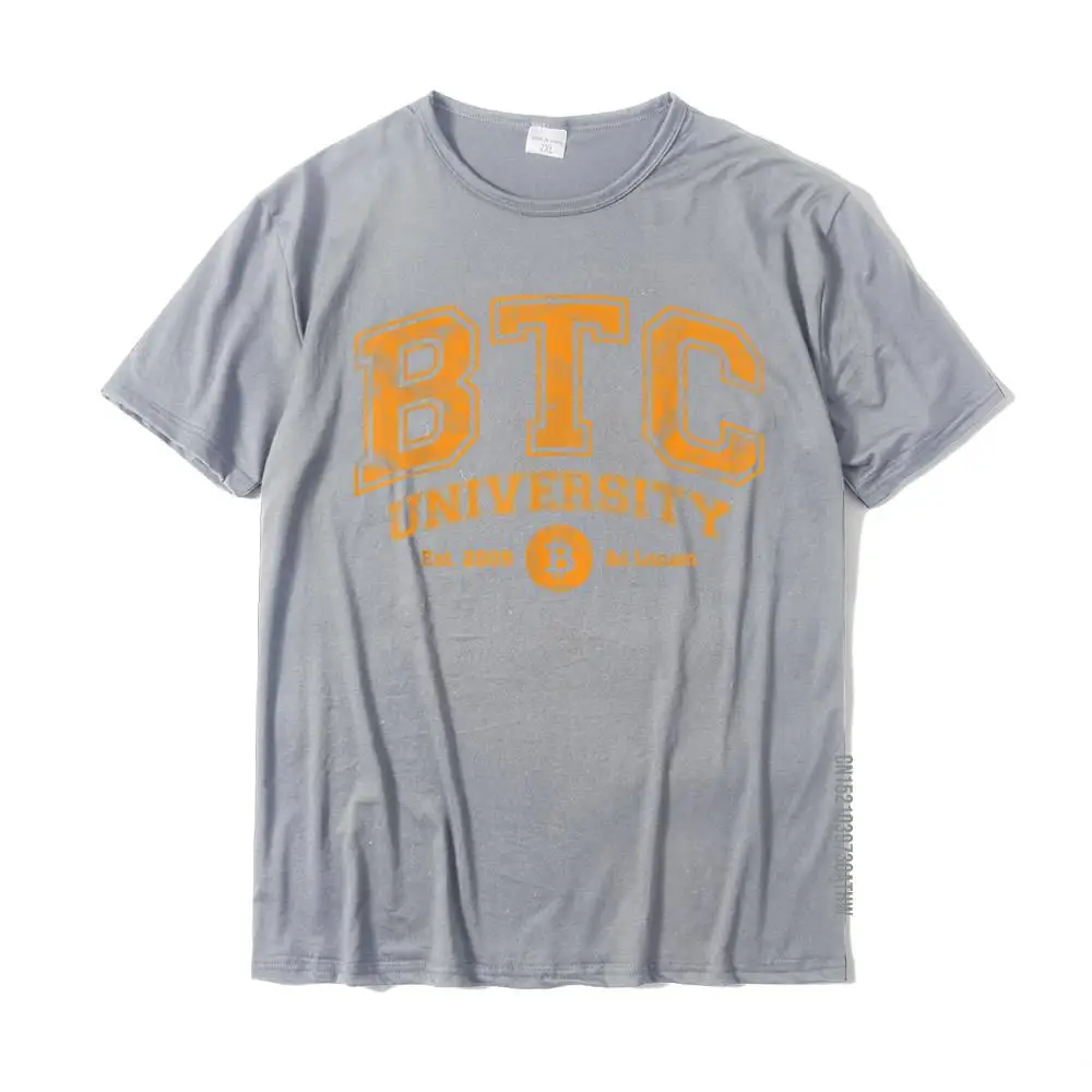 Btc universidade para a lua engraçado afligido bitcoin faculdade camiseta cabido normal t camisas de algodão dos homens t personalizado