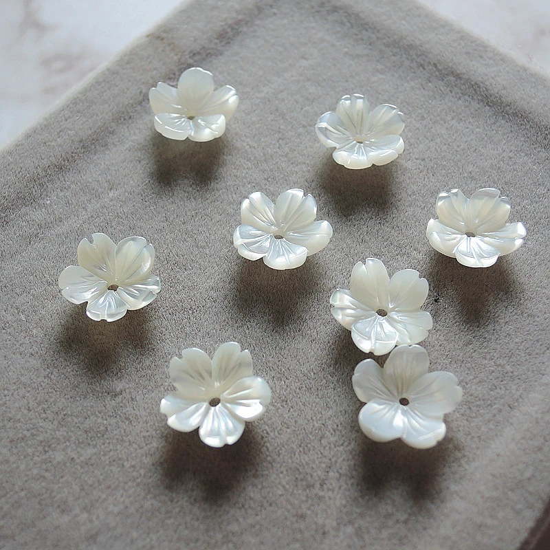 20Pcs/lot natural shell beads 10mm spacer carved 3d flower beads cap for diy  earrings bracelet jewelry making accessories