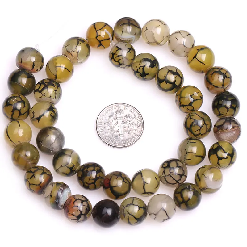 Yellow Crackle Agates Round Beads For Jewelry Making Strand 15 inch DIY Bracelet Necklace Jewelry Bead 6mm 8mm 10mm 12mm 14mm