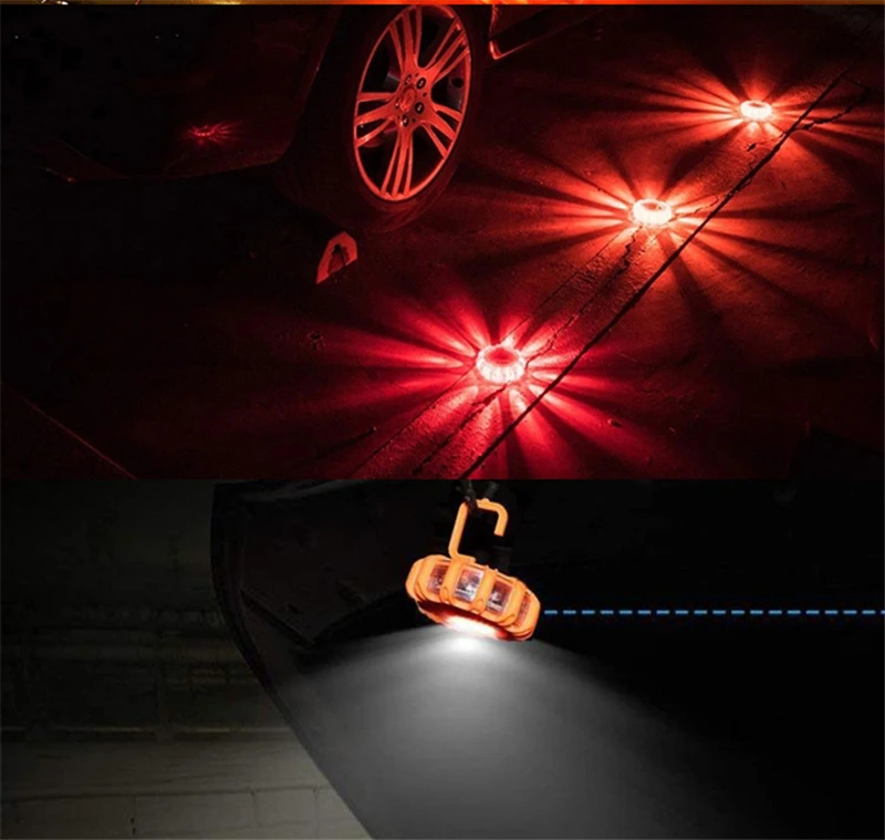 USB Rechargeable Car Beacon Emergency SOS Light LED Roadside Safety Warning Flashing Lamp Magnetic Work Lamp Outdoor Lighting