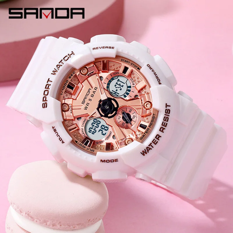 

SANDA Men Women Watch Sports Dual Display 50M Waterproof Wrist Watch For Male Female Clock relogio feminino High Quality 2022