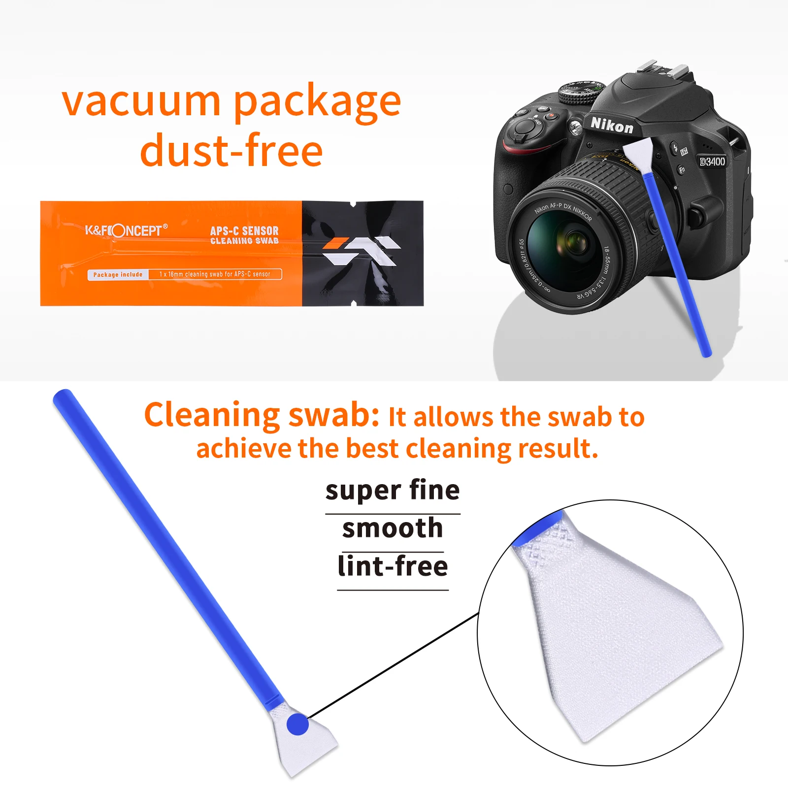 K&F Concept Cleaning Swab for APS-C Sensors 10PCS Individually Vacuum Packed Swabs Brush DSLR Digital Camera