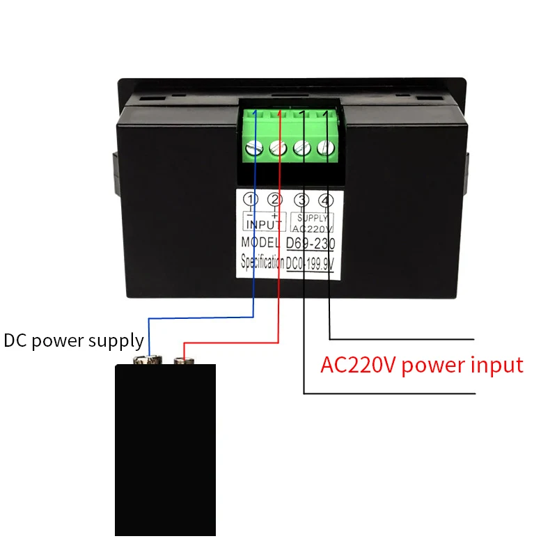 1pc DIY Voltmeter Tester Digital Voltage Test Battery DC 0-12V 0-24V black white Positive and negative voltage