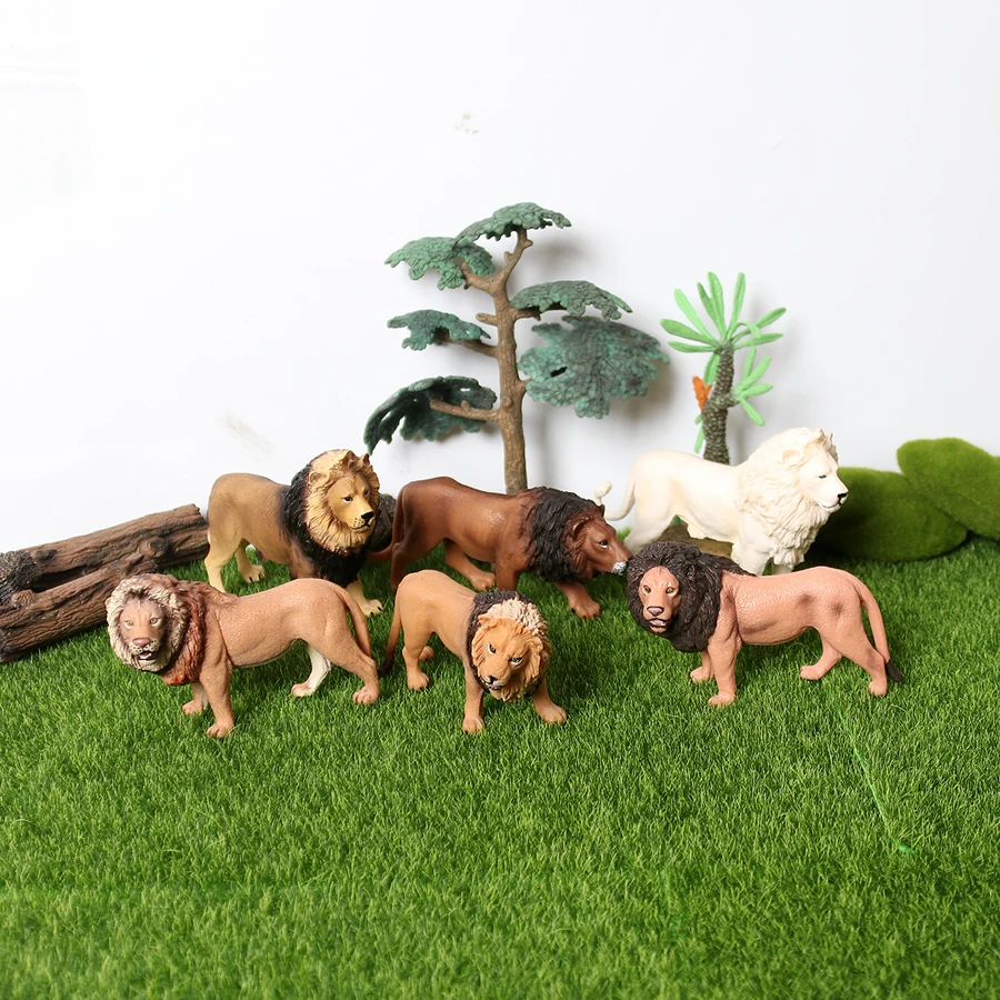 Simulated Plastic Wild Animals Model Africa Lion,Congo Lion, Cape Lion Action Figure for Collection Science Educational Figurine