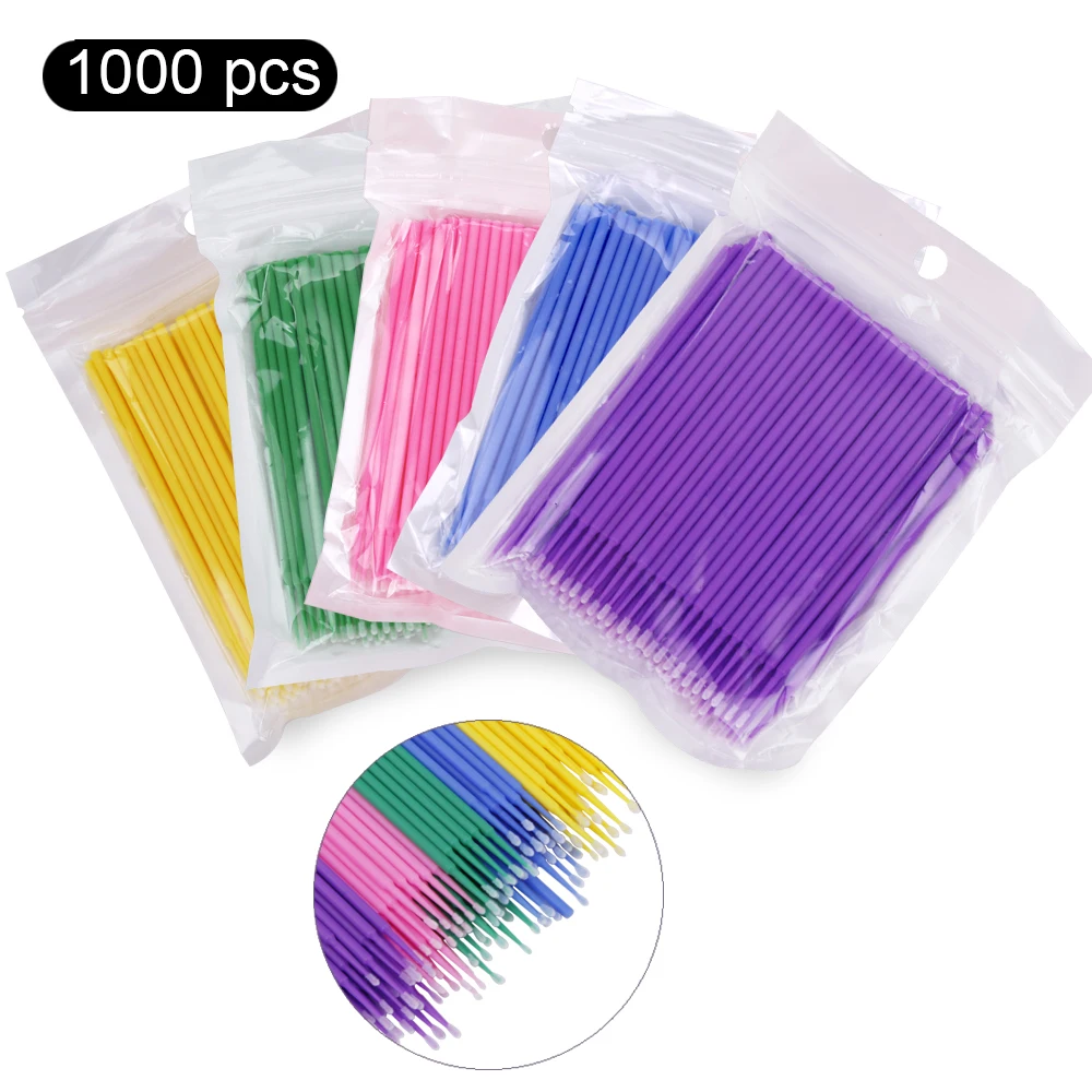 500/1000pcs Eyelash Microbrushes Make Up Eyelash Extension Brush Disposable Individual Lash Remover Applicator Cotton Swabs Tool