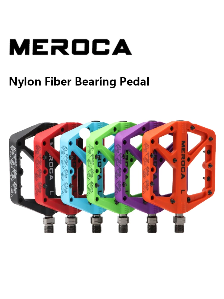 AliExpress Meroca Bike Pedal Nylon Fiber Bearing Pedal For MTB Lightweight Extra Large Size Non-slip Wear-resistant Bicycle Accessories