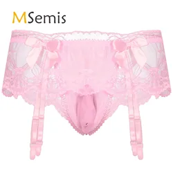 Mens Sexy Sissy Panties Lingerie Costume T-back briefs with Small Bowknot Male Bulge Pouch Underwear Underpants