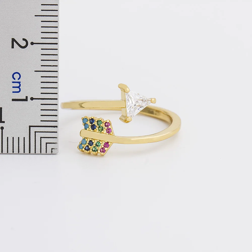 Nidin New Arrival Fashion Arrow Rainbow Crystal for Women Adjustable Engagement Ring Fine Party Wedding Birthday Jewelry Gifts