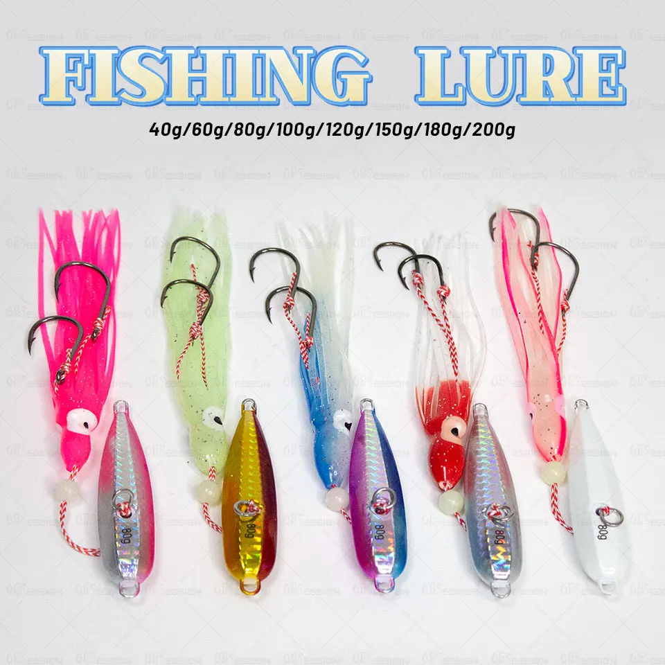 OBSESSION J25 Inchiku Tintenfisch Köder Metall Langsam Jig Köder Kopf Röcke Haken 40g-200g Sinkende Salzwasser meer Angeln Spinning Jig Köder – Detail 5