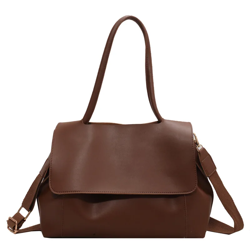 Bolso de mensajero de gran capacidad para mujer, bolsa de hombro de cuero Pu suave, informal, a la moda