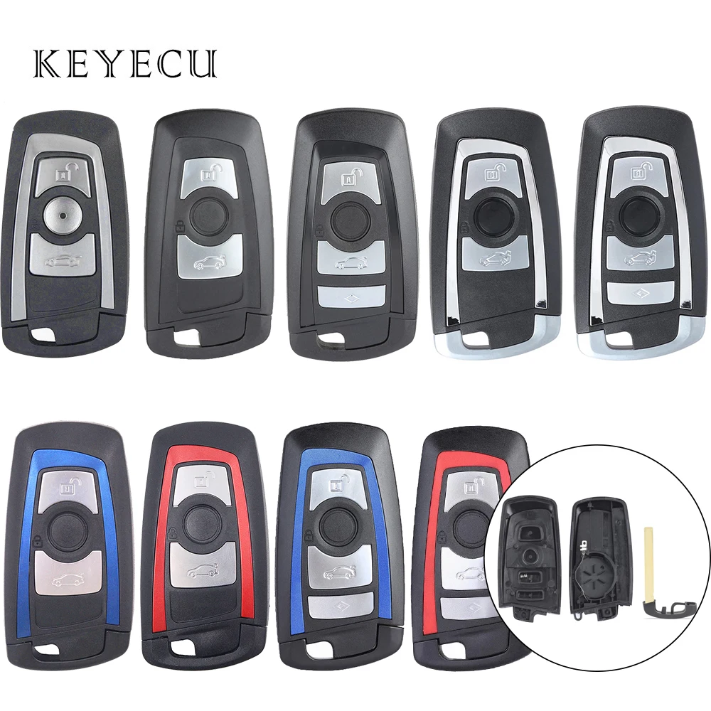 Keyecu Smart Remote Car Key Shell Fob 3 / 4 Buttons For BMW CAS4 F 3 5 7 Series E90 E92 E93 X5 F10 F20 F30 F40 Key Case Cover